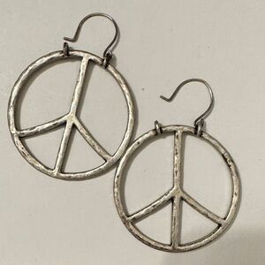 Silver Peace Sign Earrings